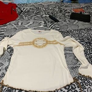 Harley Davidson Women’s Lg long sleeve Cream Color